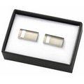 2 Tone Silver Metal Cufflinks - Gunmetal Silver